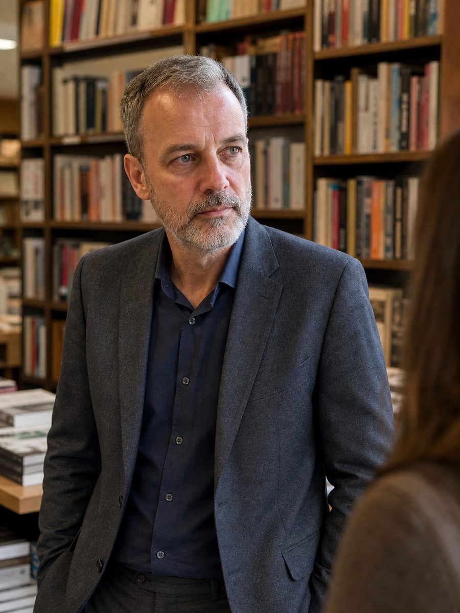 Lucian Adamec in a bookshop